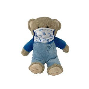 Inter-American Products Teddy Bear 12" Plush Blue Snowflake Face Mask 2020